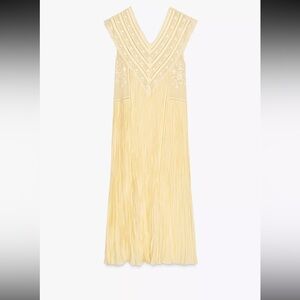 NWT Zara Embroidered Pleated Dress